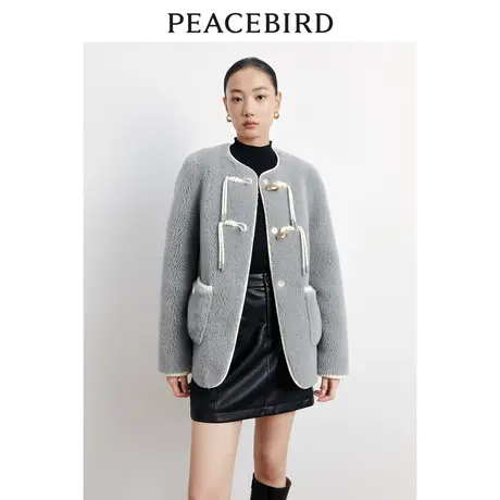 【空姐昕怡专享】太平鸟仿皮草羊羔毛羽绒服2023羊羔毛外套白鸭绒图片