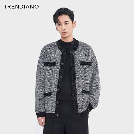 TRENDIANO经典系列花纱小香风毛衣2024年春季新款百搭休闲针织衫商品大图