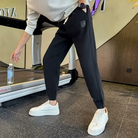 潮牌卫裤男春季2024新款字母哈伦运动裤百搭简约宽松束脚休闲男裤商品大图