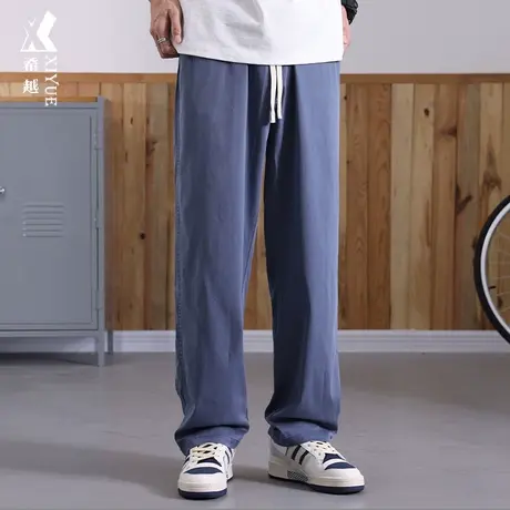 希越天丝莱赛尔直筒牛仔裤男士2024春季新款宽松大码休闲蓝色长裤商品大图