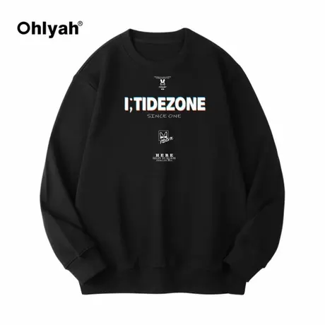 Ohlyah秋冬宽松字母标语大码卫衣男女款休闲复古潮牌情侣cec外套商品大图