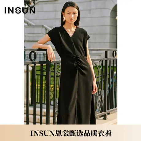 INSUN恩裳夏季X型斜纹三醋酸垂坠连衣裙图片