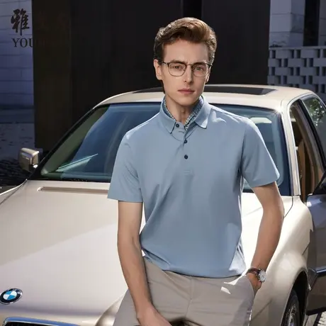 【凉感】雅戈尔春夏新款男士短袖T恤商务休闲翻领纯色氧气POLO衫商品大图