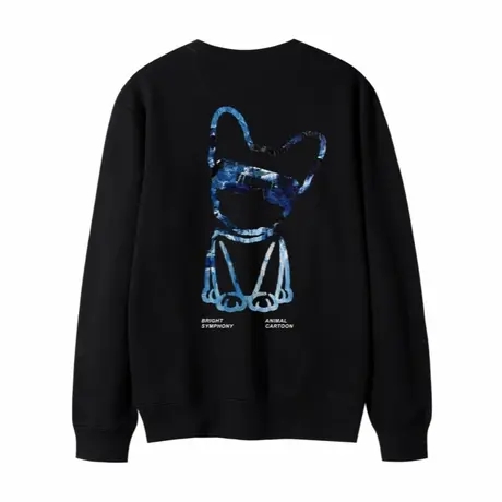 炸街上衣女2023年新款卫衣情侣装纯棉圆领动物小狗印花ins潮长袖图片