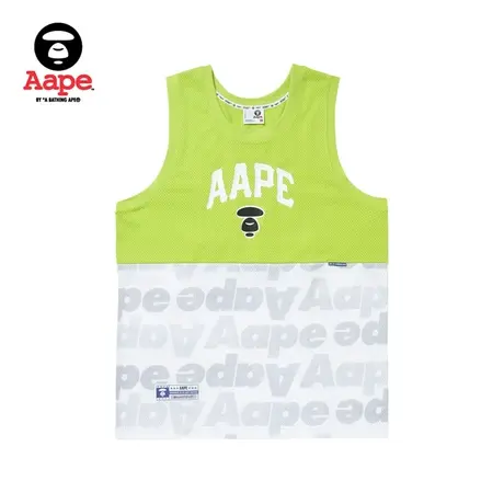 Aape旗舰店男装春夏字母刺绣荧光色拼接街头运动休闲背心1356XXK商品大图