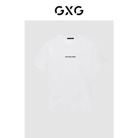 GXG男装 简约字母发泡印潮流时尚宽松圆领T恤情侣短袖 23年清仓款图片