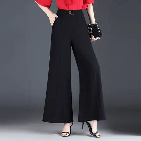 冰丝鱼尾裙裤阔腿裤女夏季2023新款高腰坠感宽松通勤长裤大脚裤子图片