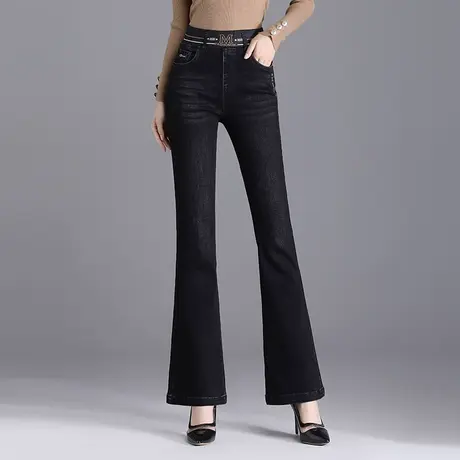 黑色微喇叭裤牛仔裤女高腰2023春季新款高腰气质修身长裤休闲裤潮图片