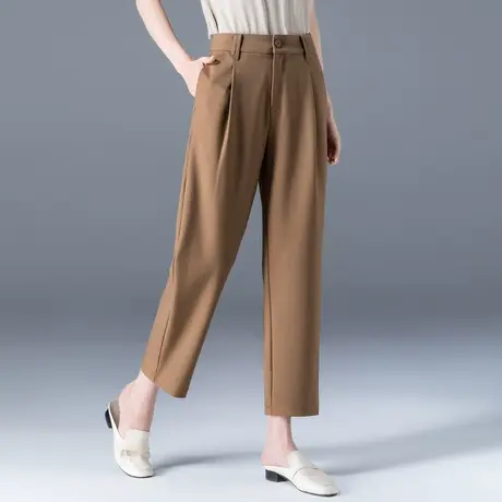 梨形身材裤子女2023新款胖mm妈妈休闲高腰西装裤女直筒宽松小个子商品大图