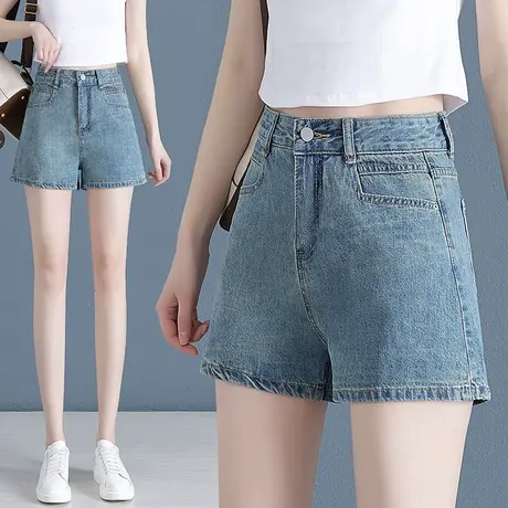 浅色复古牛仔短裤女夏季薄款2023新款高腰显瘦小个子A字外穿热裤商品大图