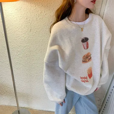 早秋卫衣女韩版chic大码薄款休闲小众上衣ins潮复古洋气减龄外套商品大图