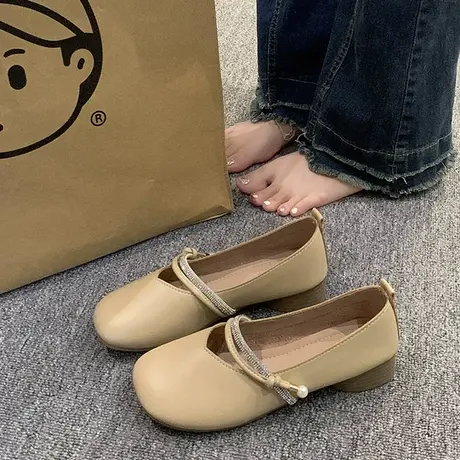 女士单鞋女款2023夏季新款女鞋软面软底孕妇豆豆鞋一脚蹬温柔鞋子商品大图