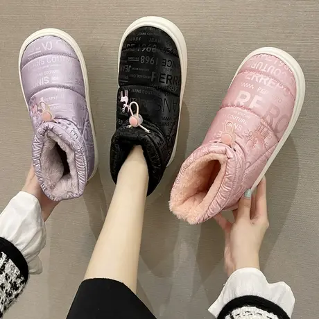 棉拖鞋女冬季包跟加厚加绒保暖室内防滑厚底居家用羽绒棉鞋可外穿图片