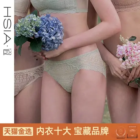 HSIA遐无痕中腰平角底裤超薄透气纯棉裆透明诱惑性感全蕾丝内裤女图片