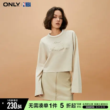 ONLY冬季NBA联名款圆领印花短款长袖卫衣女|12349S015商品大图