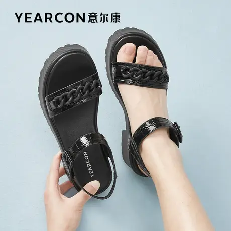 意尔康女鞋官方旗舰店凉鞋女夏季厚底运动休闲百搭一字带outlets图片