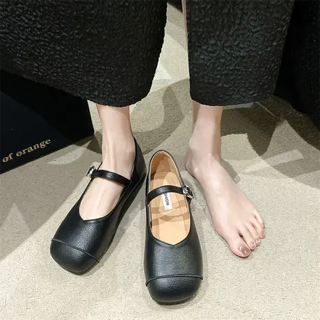 法式玛丽珍鞋女2024春夏季新款复古百搭浅口单鞋配裙子方头小皮鞋商品大图
