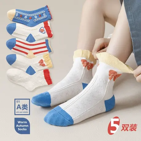 儿童袜子春秋女童中筒棉袜卡通公主花边长袜秋冬四季潮袜2022新款图片