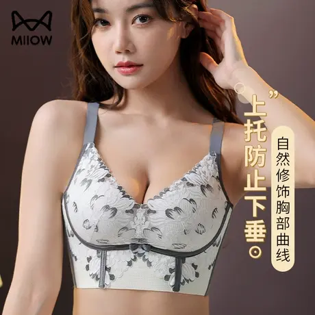猫人女夏季薄款内衣上托防下垂修身透气不闷热大胸显小收副乳无痕图片
