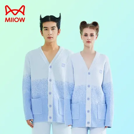 MiiOW/猫人23年秋冬季新款半边绒情侣渐变开衫家居服加厚保暖外穿图片
