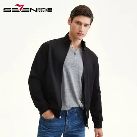 【清仓】柒牌卫衣男秋冬百搭舒适外套男黑色休闲运动上衣棒球服男图片
