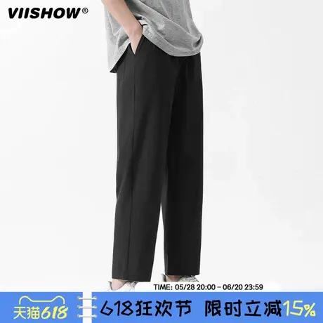 VIISHOW夏季裤子男款潮牌宽松直筒九分裤百搭休闲裤薄垂感阔腿裤商品大图