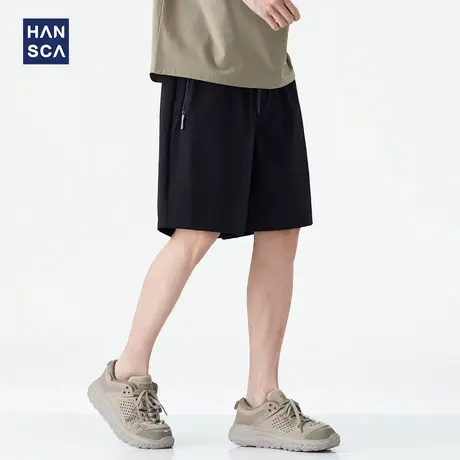 hansca弹力斜纹休闲短裤男2025夏季透气薄款舒适运动凉感五分裤子商品大图