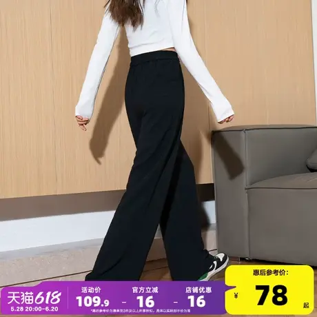 唐狮2025春季新款女休闲长裤宽松显瘦阔腿裤松紧腰直筒裤子女jcc图片