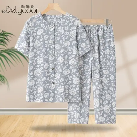 妈妈装夏季新款衬衫女奶奶洋气短袖套装中老年加肥加大码老人夏装商品大图