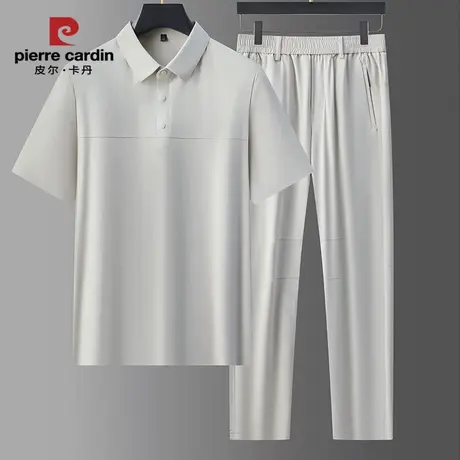 皮尔卡丹男士锦氨套装冰丝凉感无缝压胶高品质POLO衫上衣休闲裤商品大图