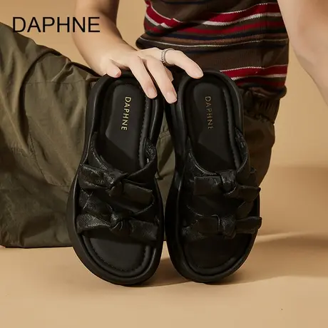 Daphne/达芙妮2025夏季新款凉鞋女外穿蝴蝶结配裙子仙女风一字拖图片