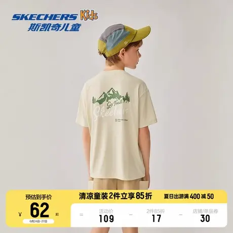 Skechers斯凯奇儿童宽松圆领短袖T恤衫男女童夏季户外运动上衣商品大图