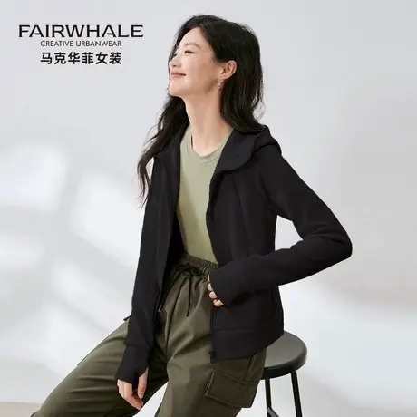 马克华菲2025春秋新款开衫外套女短款显瘦连帽运动卫衣小个子上衣商品大图