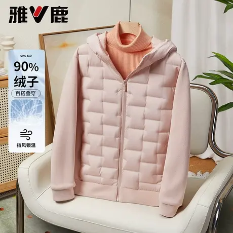 雅鹿新款轻薄羽绒服2025时尚运动短款保暖舒适双面摇粒绒早秋外套商品大图