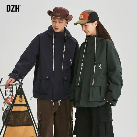 情侣冲锋衣外套男秋季潮牌工装夹克男士户外连帽登山服2023年新款商品大图