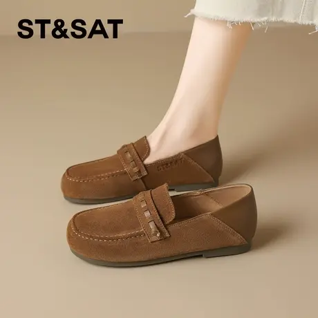 星期六复古真皮勃肯鞋豆豆鞋女2026新款春季一脚蹬软底乐福鞋通勤商品大图