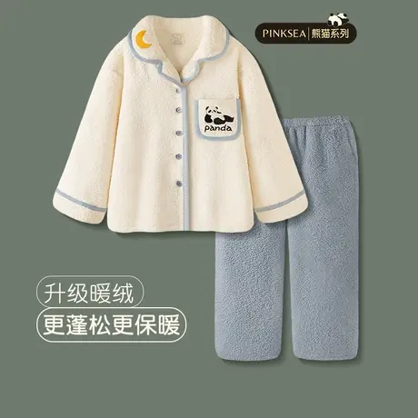 Pinksea睡衣女冬款2023年新款加厚加绒珊瑚绒熊猫秋冬家居服套装商品大图