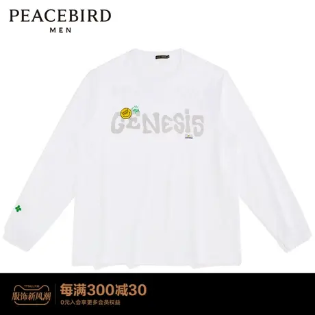 太平鸟男装 2022英文印花长袖T恤B1DCC1255商品大图