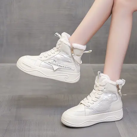 高帮鞋女鞋2023新款雪地靴女款冬季东北加绒加厚保暖防水雪地棉鞋商品大图