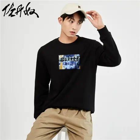 佐丹奴联名卫衣男秋冬新款加绒加厚潮牌原创印花抓绒衣男91093314图片