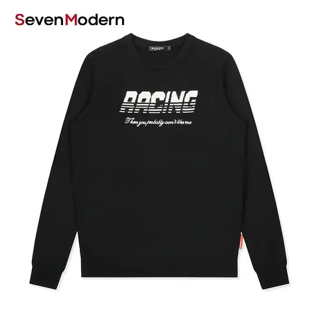 【清仓商场同款】柒牌奥莱男装旗下潮牌SevenModern印花针织毛衫商品大图