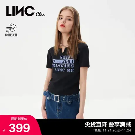 LINCCHIC金羽杰裤子女中腰复古腰带牛仔裙短裤女S232DK369Y商品大图