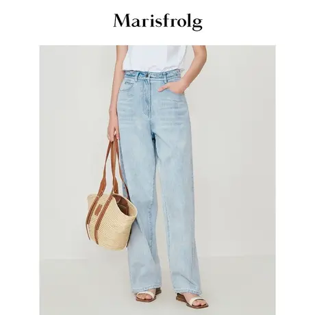 【艺术家联名】玛丝菲尔23夏季款口袋绣花水洗立体弧形牛仔裤商品大图