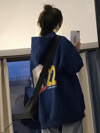 秋装卫衣女连帽2024新款爆款美式复古oversize外套宽松慵懒风上衣图片