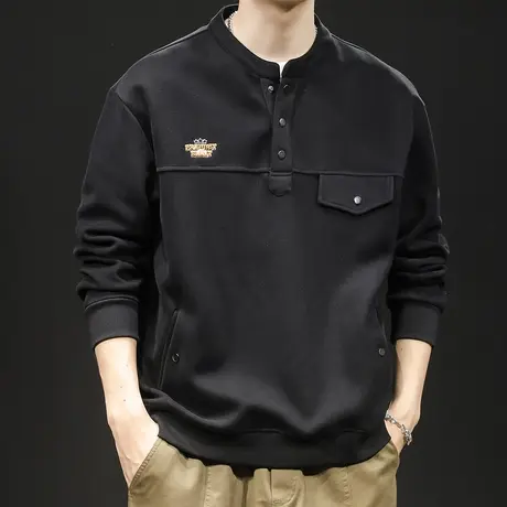 重磅POLO卫衣男秋冬款圆领男款衣服秋季2023新款长袖潮牌大码刷毛图片