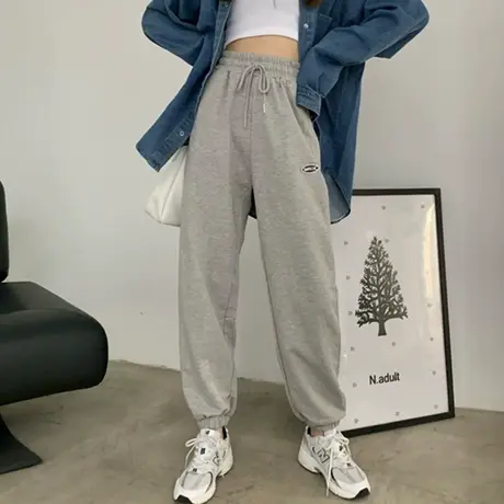 萝卜裤子女秋冬加绒宽松直筒显瘦百搭休闲哈伦运动束脚卫裤潮ins图片