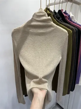 简约基础高领打底衫女士内搭上衣秋冬2023新款修身针织衫欧货毛衣商品大图