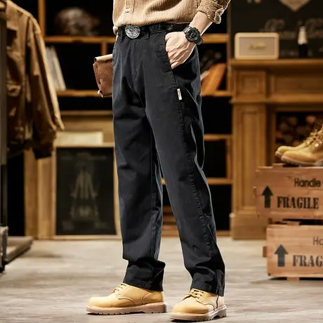 复古美式男裤休闲裤子男款舒适男生长裤潮流多口袋纯棉休闲裤子商品大图