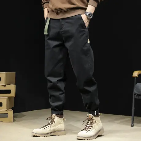 直筒休闲裤男春季2024新款潮牌大码弹力男士黑色裤子百搭春秋男裤商品大图
