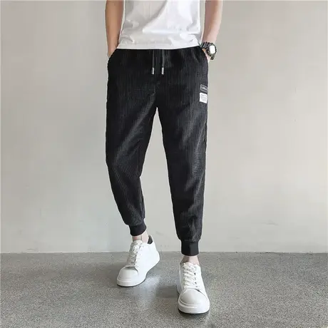 秋冬男新款灯芯绒休闲小脚裤潮流百搭金丝绒修身束脚裤网红哈伦裤商品大图